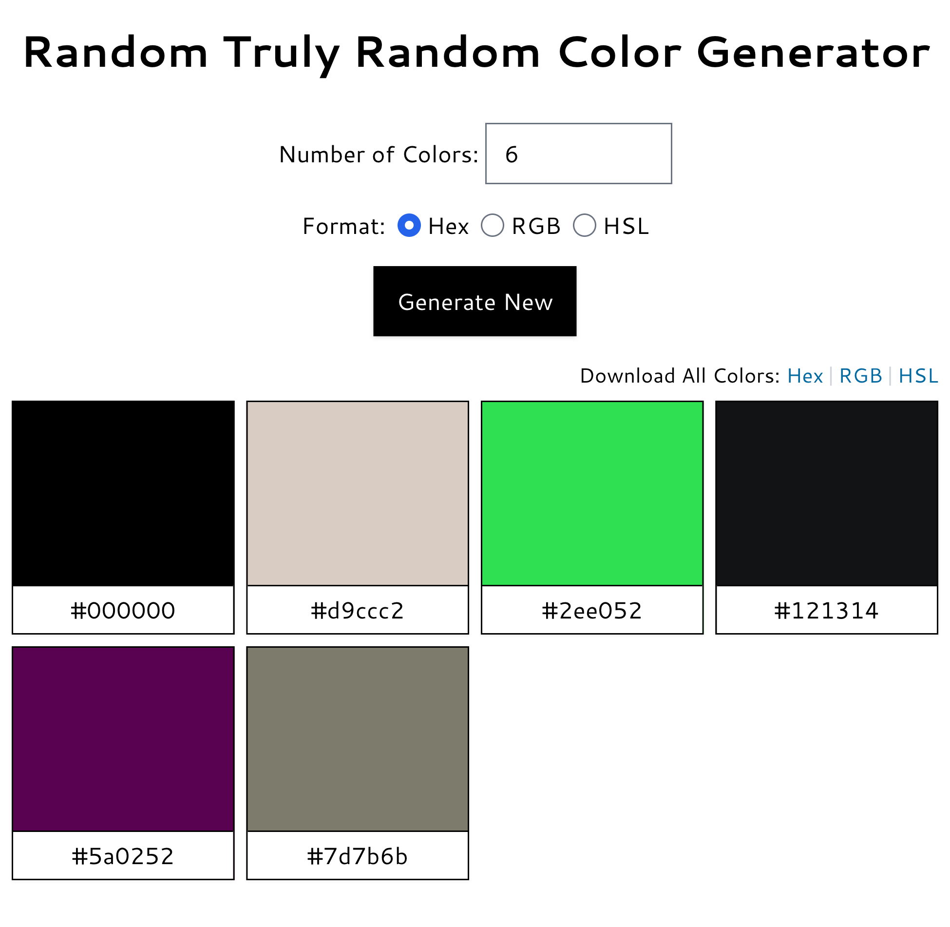 Random Truly Random Color Generator